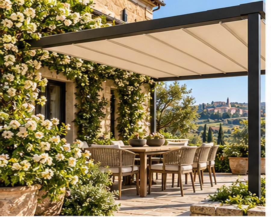 Pergotenda in un terrazzo italiano